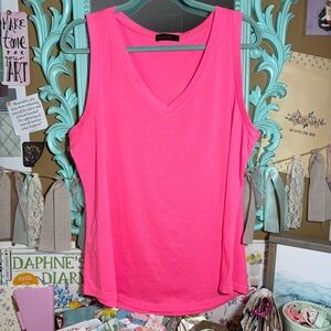 Moshu Hot Pink V-Neck Tank Top Women’s Sz.XL Summer Essentials Casual Sleeveless